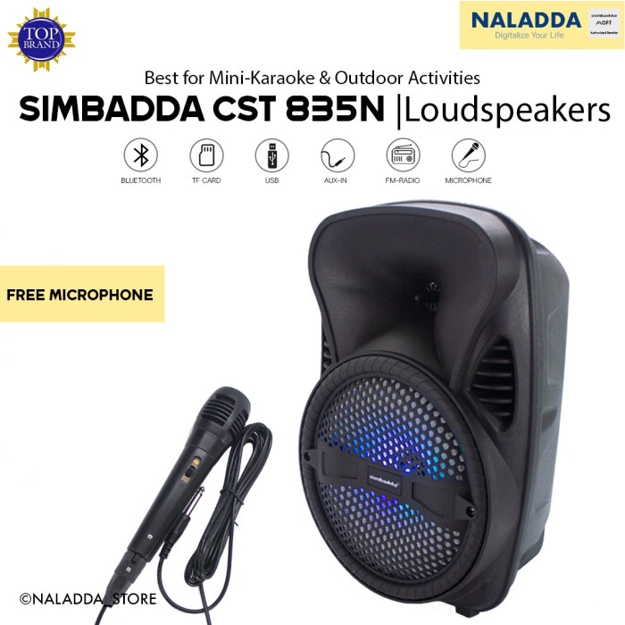 Simbadda Cst 835N Speaker Karaoke Bluetooth & Loudspeakers Bass + Mic