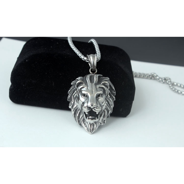 Luminous vintage fashion mendominasi kalung trendi pria dipersonalisasi titanium baja lion's head li