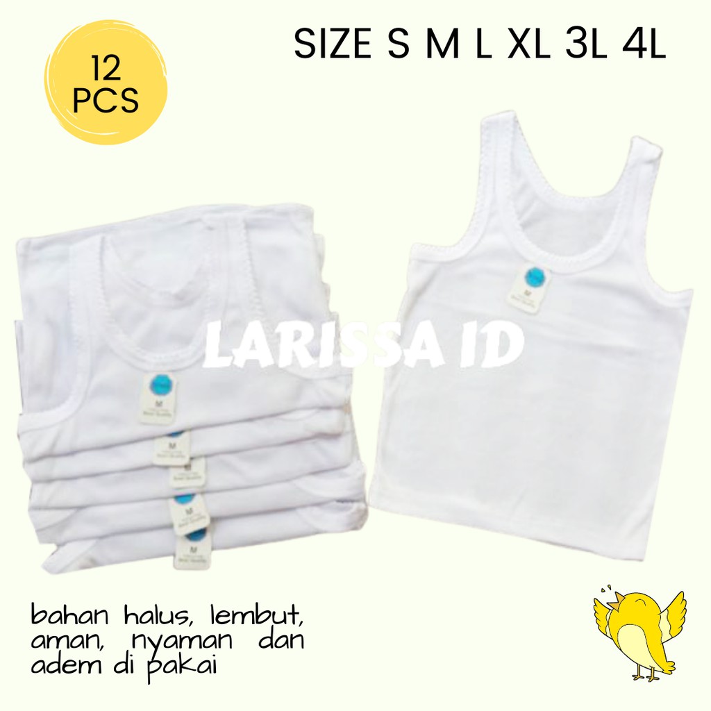 12 PCS KAOS DALAM ANAK PUTIH TK/SD/SMP