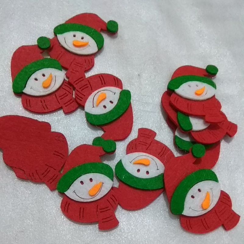 snowman tempelan aplikasi natal bahan craft kerajinan