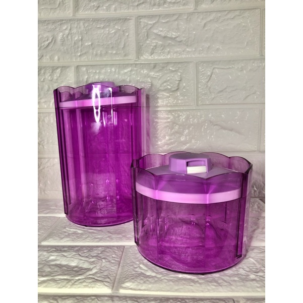 Tupperware Advance Counterpart Kristal Ungu Set 4pcs - Toples Kaca Kue - Storage - Tempat penyimpana