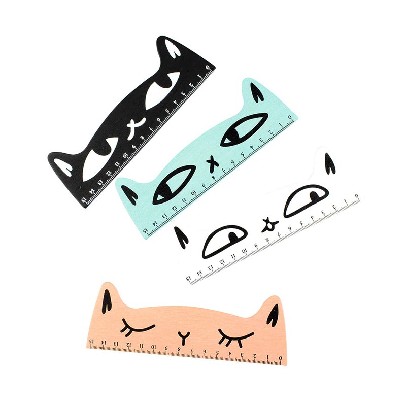

1Pcs Cute Cat Shape Ruler School Supplies Wooden Funny stationery Rulers Office Accessories escolar