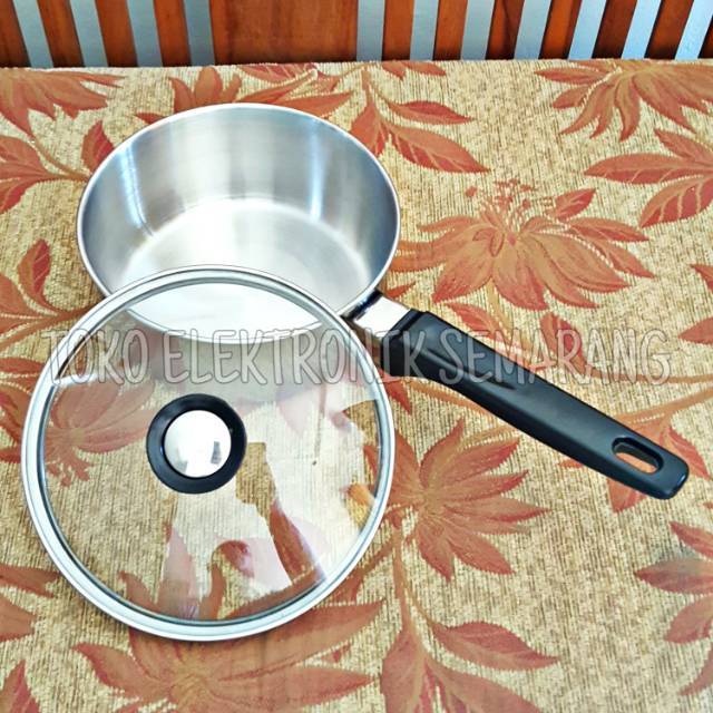 MASPION PANCI OLESIA 16 CM STAINLESS STEEL PANCI SUSU SAUCEPAN TUTUP KACA BISA KOMPOR INDUKSI