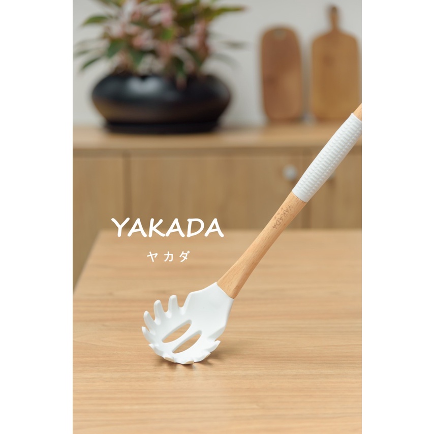 Orinoco Alat Masak Double Silicone Y-203 Gagang Kayu Tahan Panas Bpa Free Food Grade - Kitchen Utensils Anti Leleh Dua Lapis Silikon-D. PASTA SERVER