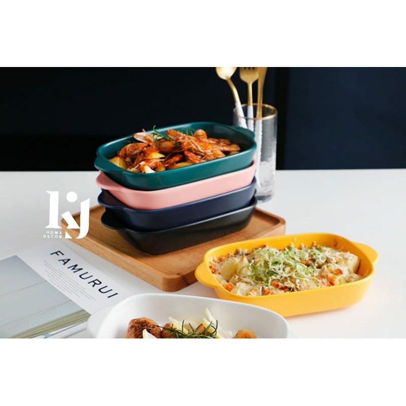 Ceramic Bowl Ovenware Handle Plate Baked Pan Baking Dish Tray Oven Bowl