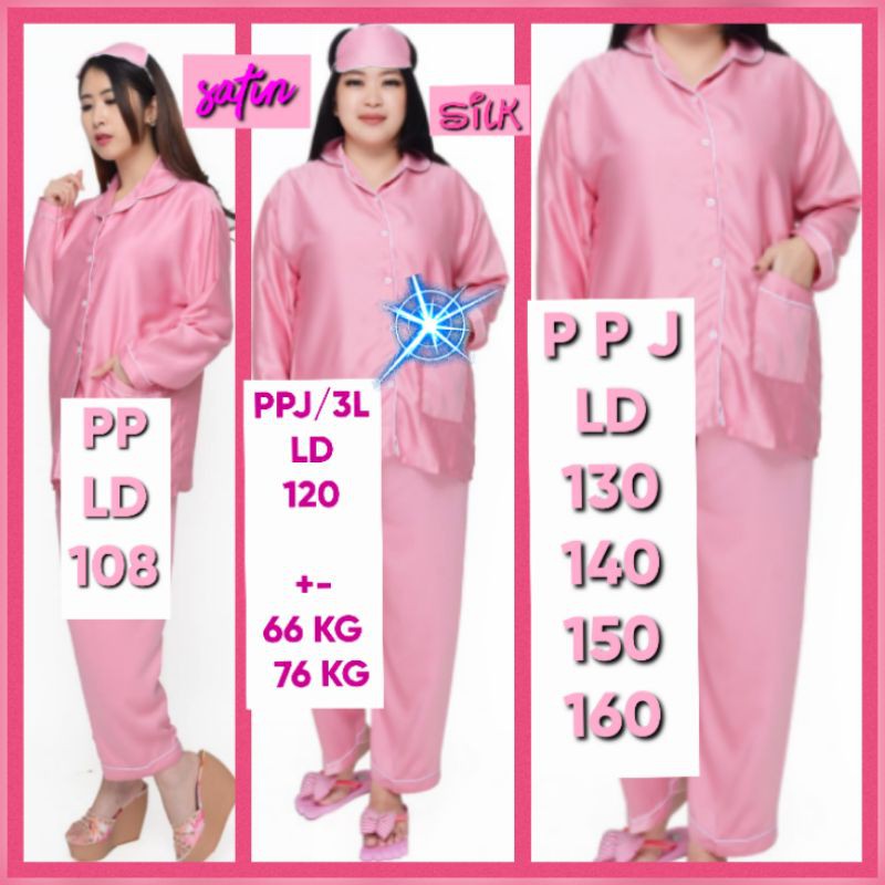 piyama couple satin polos dusty pink baju lengan panjang celana panjang