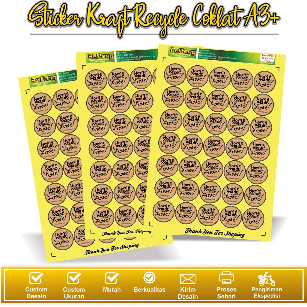 Label Stiker Kraft Recycle Coklat Home Made