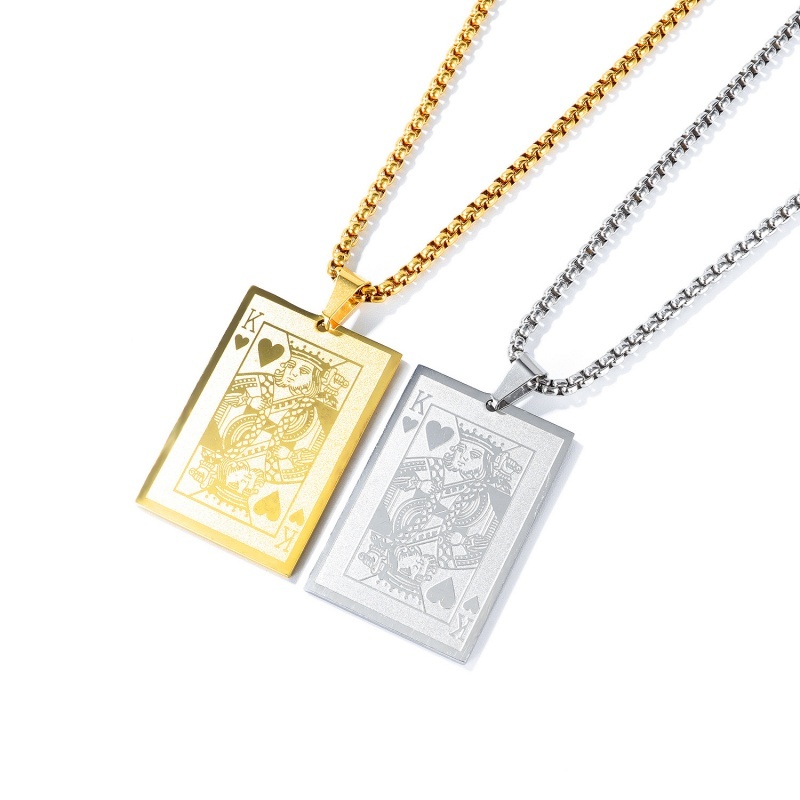 Vintage men's fashion playing cards king pattern pendant necklace jewelry