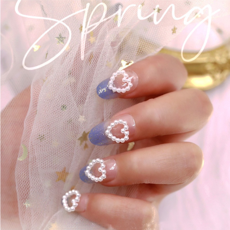 10 Pcs Mutiara Mini Bentuk Hati Bahan Plastik Gaya Vintage Untuk Dekorasi Nail Art