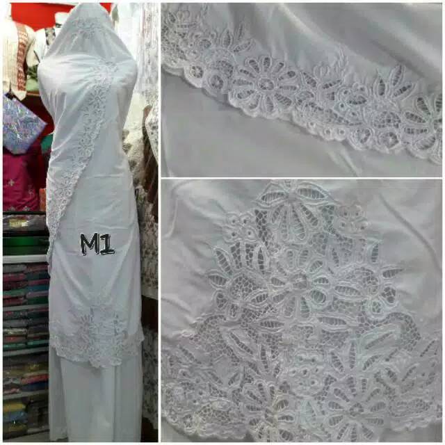 Mukena Bordir Kerancang Bahan Katun Silki Khas Sumbar Bukittinggi