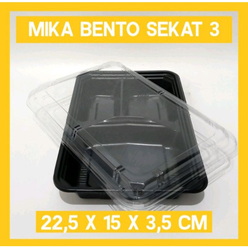 

MIKA BENTO SEKAT 3 / TRAY MIKA BENTO TAHAN PANAS SEKAT 3 ISI 10 SET