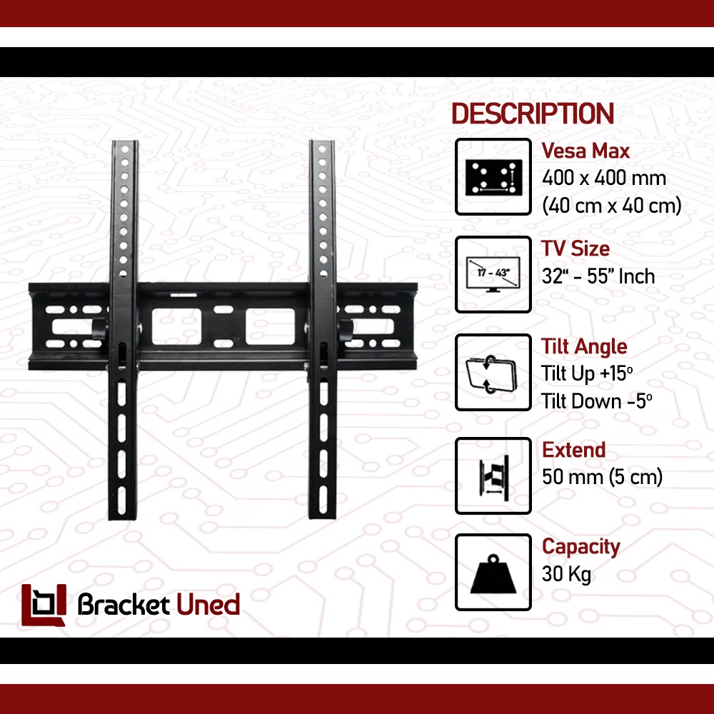 Bracket TV 50 55 43 32 40 43 42 49 Inch Cocok Semua Merk Tv Tebal 2 Arah Waterpass Nunduk Dangak Universal Breket TV Briket TV Braket TV Bracket TV 55 Inch - 32 In BU1