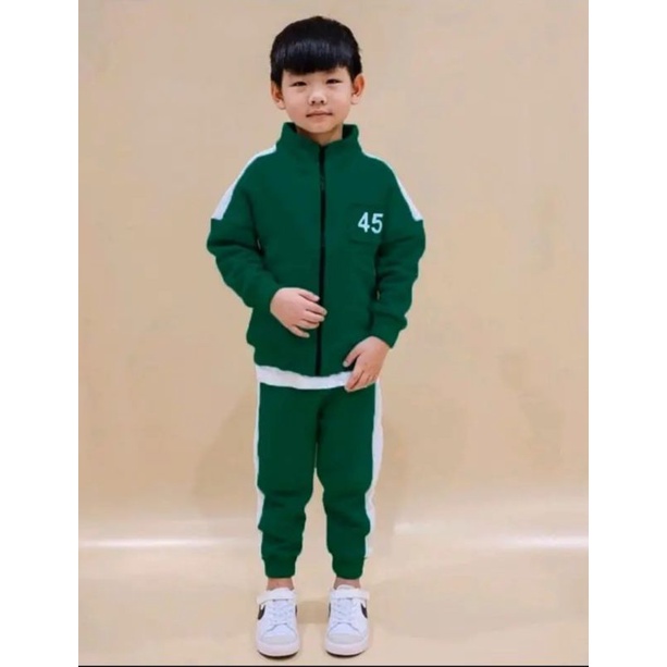 Jaket Squid game anak setelan anak laki laki setelan anak perempuan Baju setelan anak laki laki umur 4 tahun