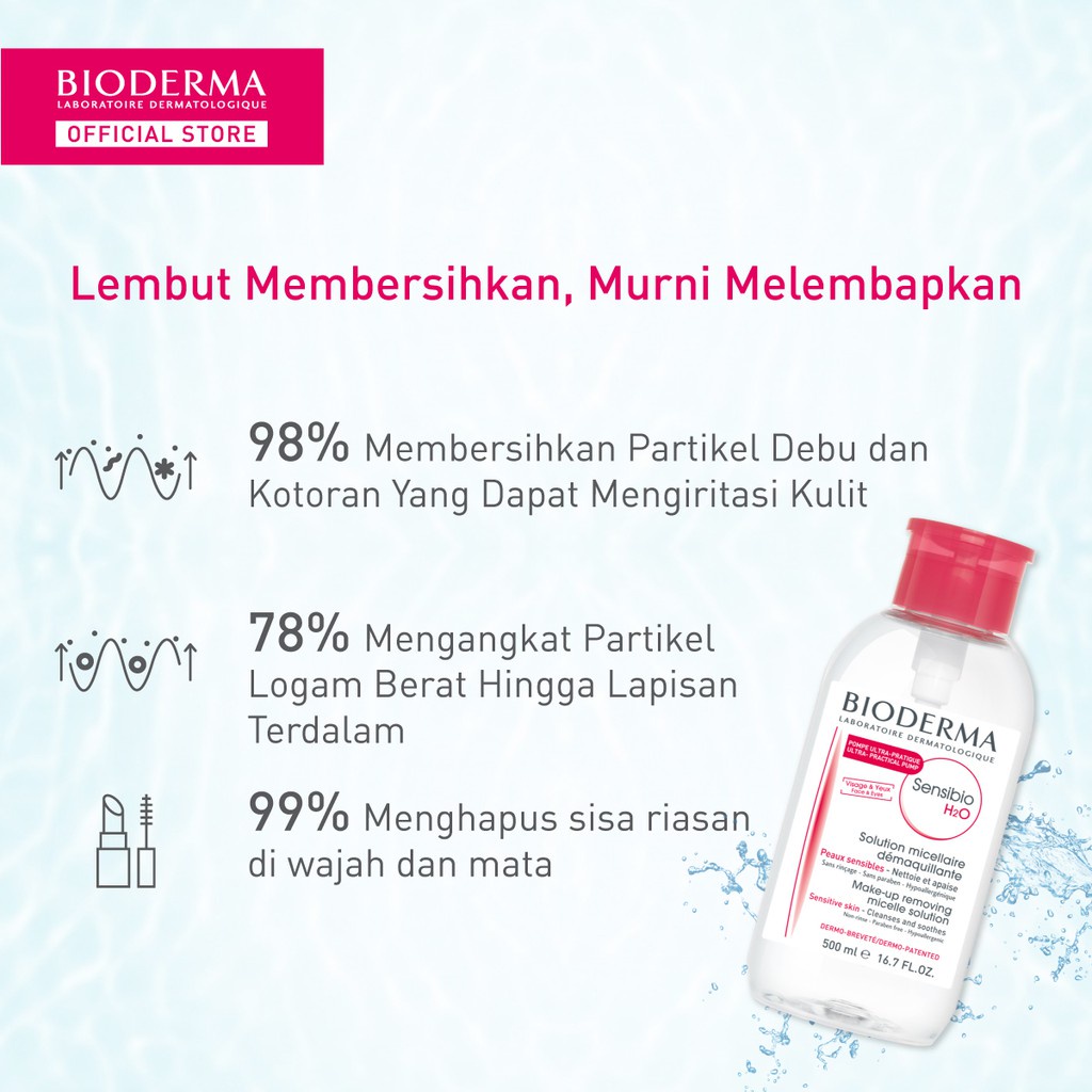 [COD] Bioderma Sensibio/Sebium  H2O Micellar Water 100ml/500ml With Pump Pembersih Make Up Remover