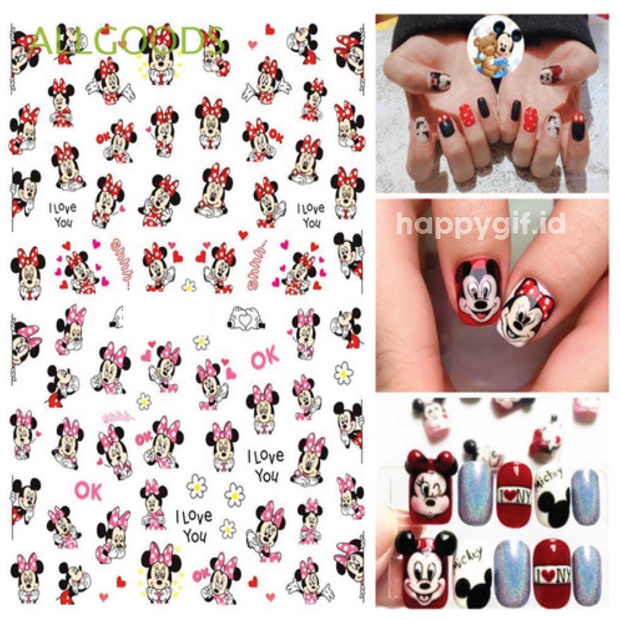 Nail Art Sticker Kuku Mickey Minnie Stitch Winnie Donald Ultra Thin Stiker Kuku KU032