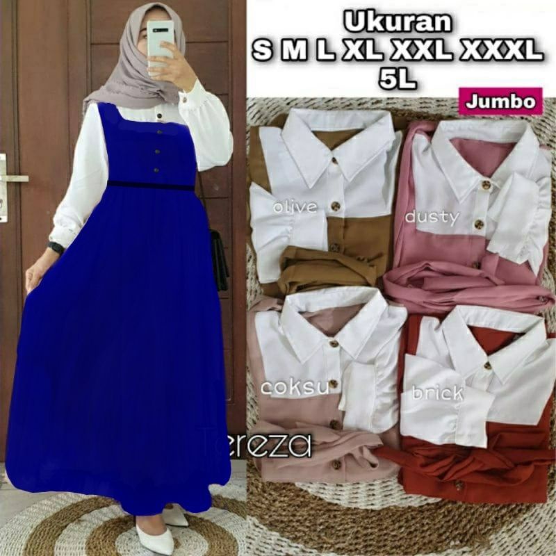 Tereza Dress Ukuran ALLSIZE BAJU GAMIS  DRESS BIG SIZE-Navy