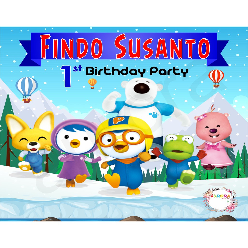 BANNER ULANG TAHUN PORORO / BACKDROP ULANG TAHUN PORORO
