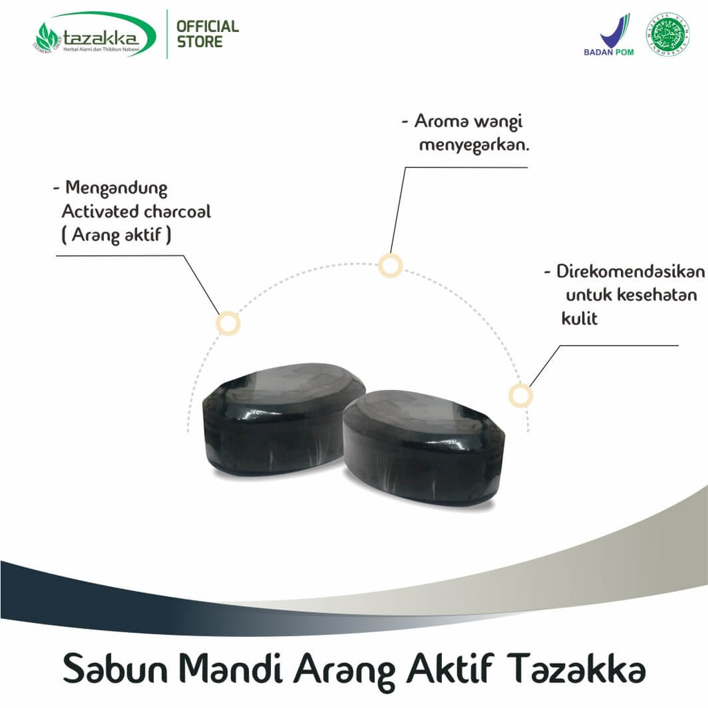 Sabun mandi herbal arang aktif activated charcoal original tazakka kulit berminyak memutihkan kulit