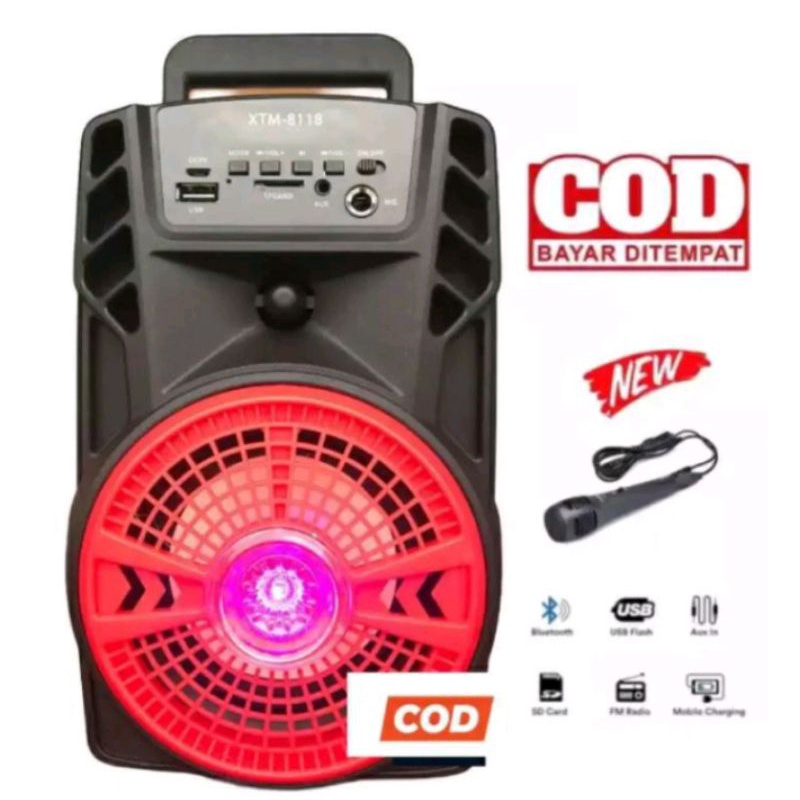 Speaker Bluetooth XTM-8118/F-410BT Bonus Mic karaoke player karoeke FM Radio digital