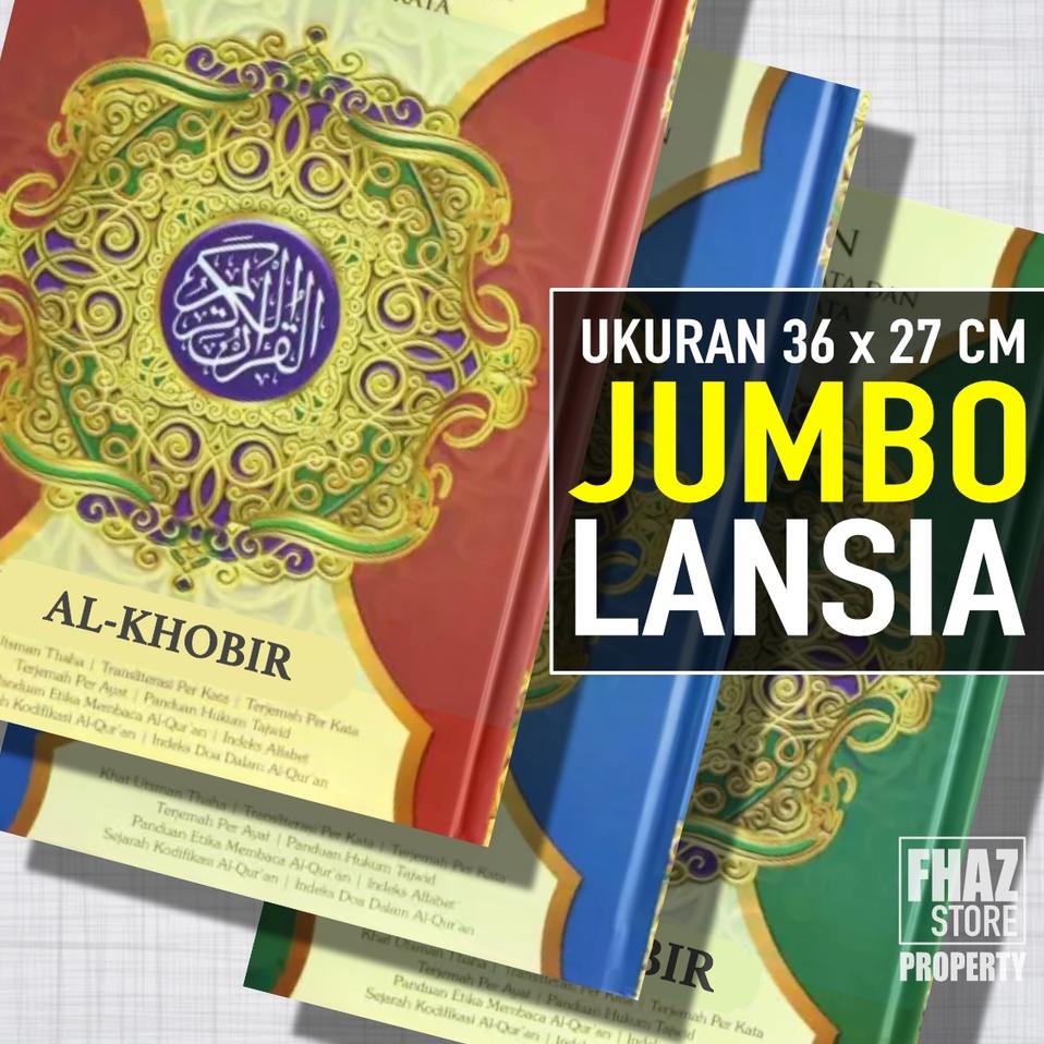 Al quran Alkhobir Jumbo Latin Perkata Terjemah Tajwid Dua Warna Alquran Lansia Al-Qur'an A3 B4 Untuk