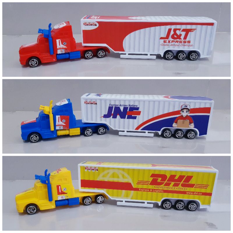 Mainan Truk Kontainer Ekspedisi - Miniatur Mobil Box JNE J&amp;T DHL Anak