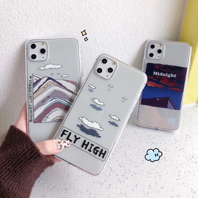 Case iphone motif sky, fly high (clear case) / case transparan