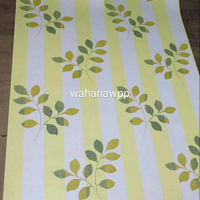 Wallpaper dinding garis hijau daun cerah UK: 45 CM X 9 METER