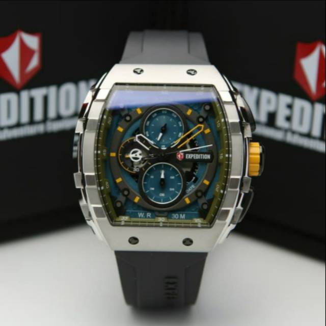 JAM TANGAN PRIA EXPEDITION EXP6782 6782 SILVER BLACK ORIGINAL GARANSI RESMI 1 TAHUN