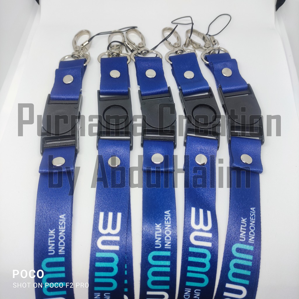 Tali gantungan Lanyard Idcard Id card BUMN, P 90cm, L 2cm Printing BUMN
