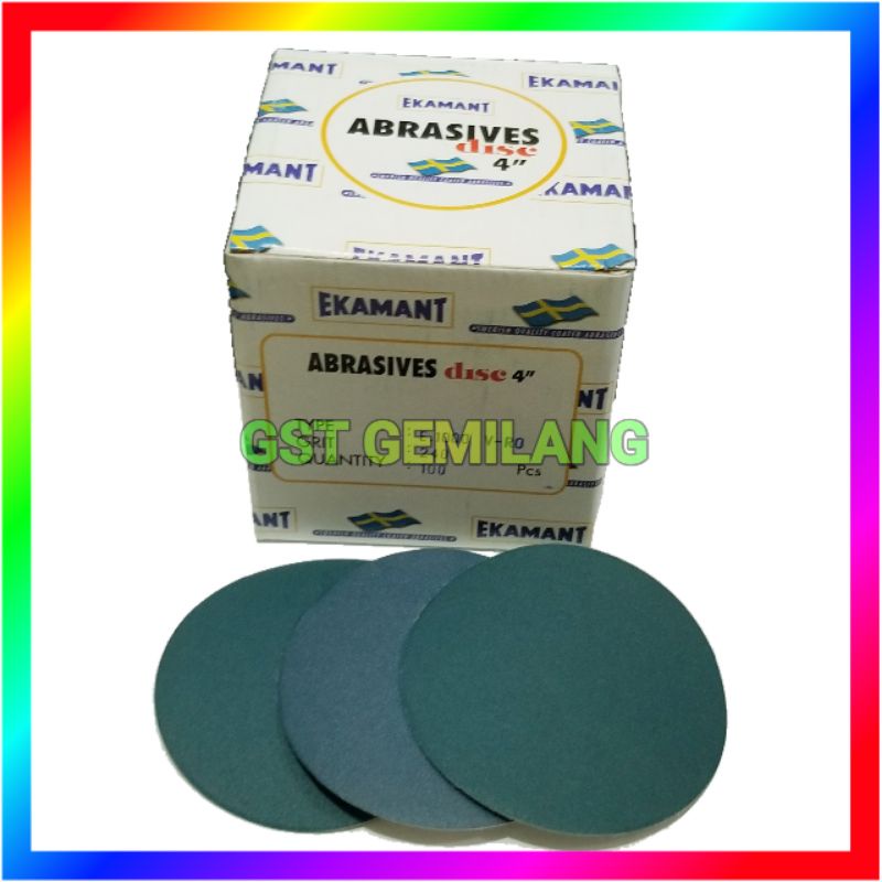 KERTAS PASIR BIRU AMPLAS BULAT EKAMANT 4 INCI TEMPEL VELCRO GRIT 40 - 240