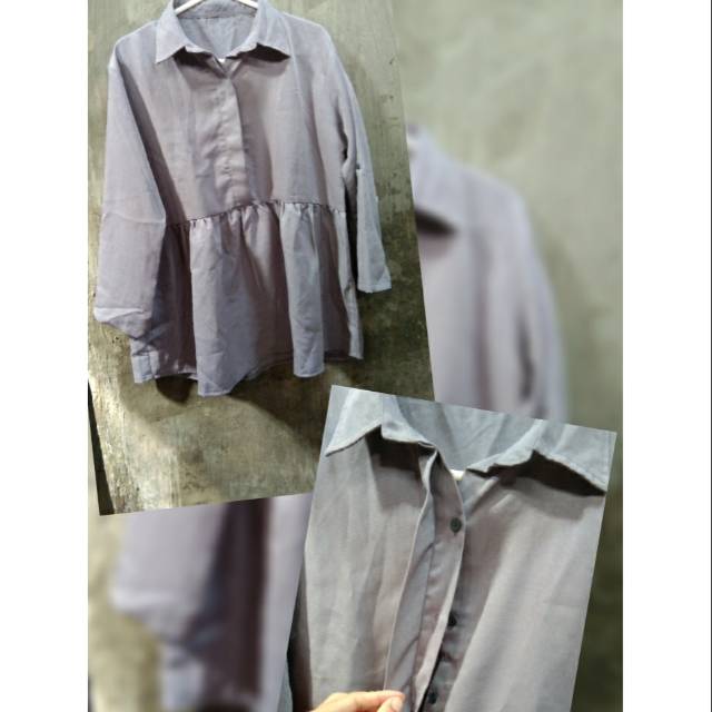 Kemeja tunik wanita abu tua new