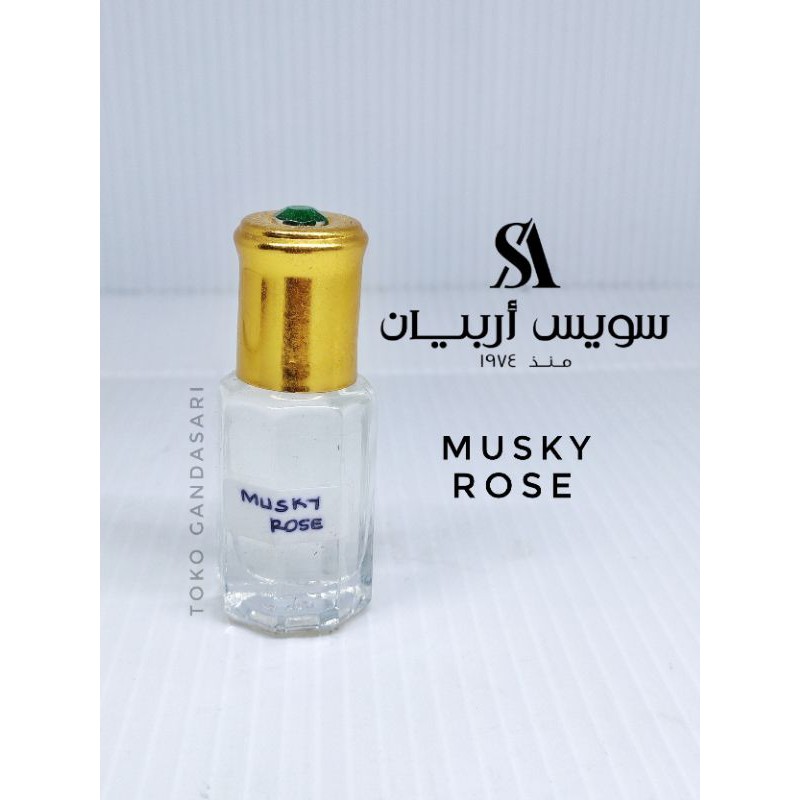 Bibit Parfum SWISS ARABIAN MUSKY ROSE murni ori IMPORT non alkohol aroma musk mawar soft oud