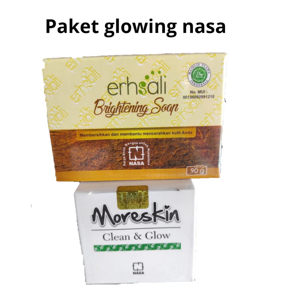 Termurah/Paket Glowing untuk Kulit Berminyak/Cream Glowing/Moreskin Clean & glow/Paket nasa