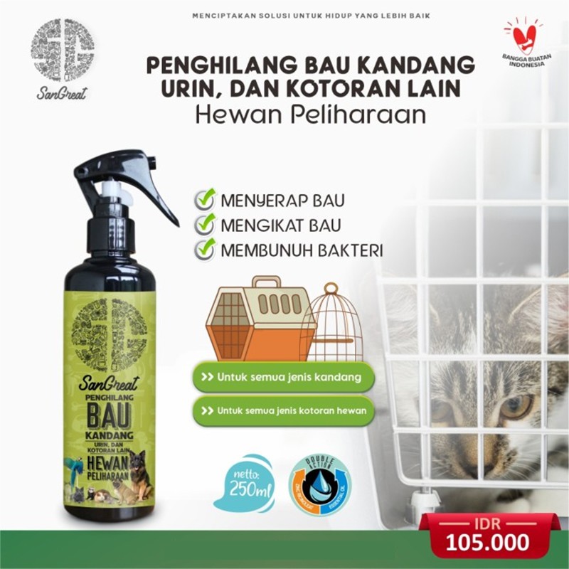 Penghilang bau pipis pasir kandang Hewan Peliharaan SG Pet Care 250 ml