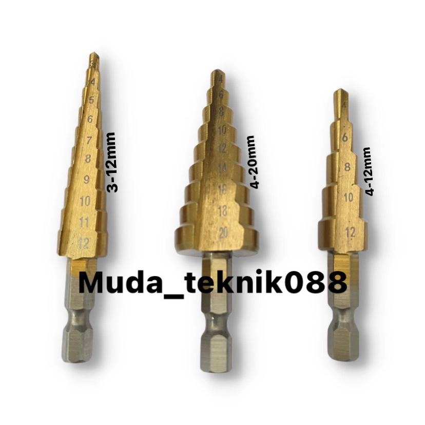 Mata Bor Pagoda Spiral Ulir Mata Bor besi / Step Drill Bit 4-32mm-1 pcs / 3 PCS 3-12mm , 4-20mm , 4-