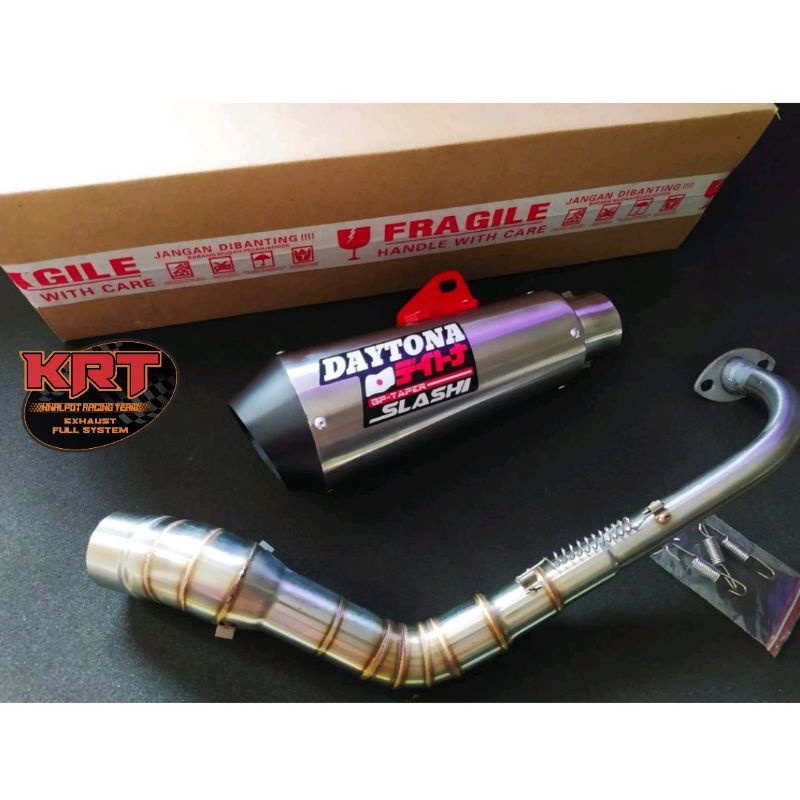 Knalpot Racing Daytona Gp Taper Slash Gantung Perah Vario 110 125 150 Karbu Injek Led Beat Mio Sport