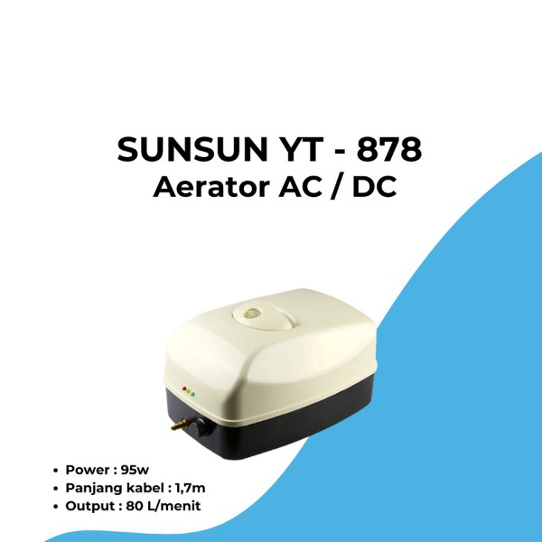 Aerator AC DC SUNSUN YT 878 Pompa Udara Kolam Aquarium Air Pump ACDC