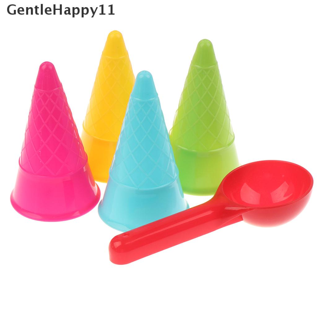 Gentlehappy 5pcs/lot Set Sendok Kerucut Es Krim Lucu Mainan Pantai Pasir Anak Anak