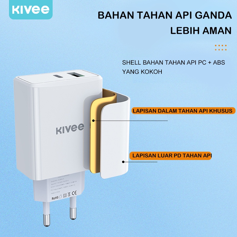 KIVEE charger iphone fast charging 18w PD/QC 3.0 Wall Charger oppo xiaomi Garansi 1 tahun-2
