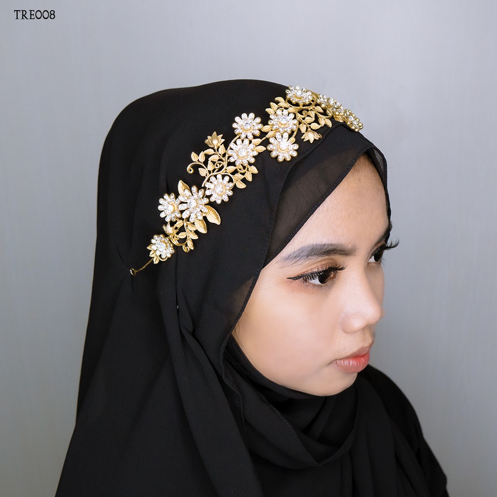 [SIAP KIRIM] PREMIUM TIARA HIJABERS ASESORIS FASHION DAUN GOLD TRE008