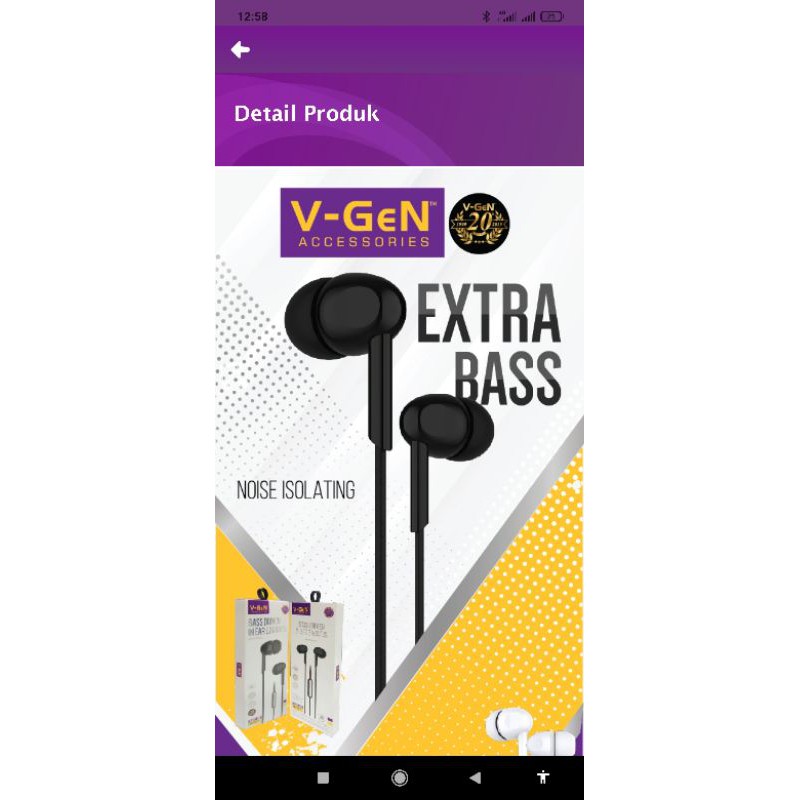 Headset V-Gen VEP 1-09 Ekstra Bass Murah