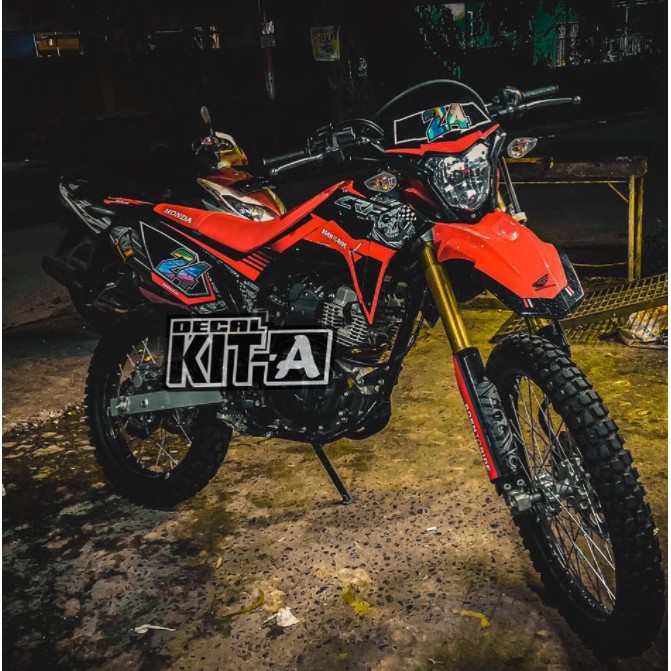 Decal Sticker CRF 150 L Dekal Sticker Striping Custom Fullbody Supermoto Merah Hitam Cutting Hologra