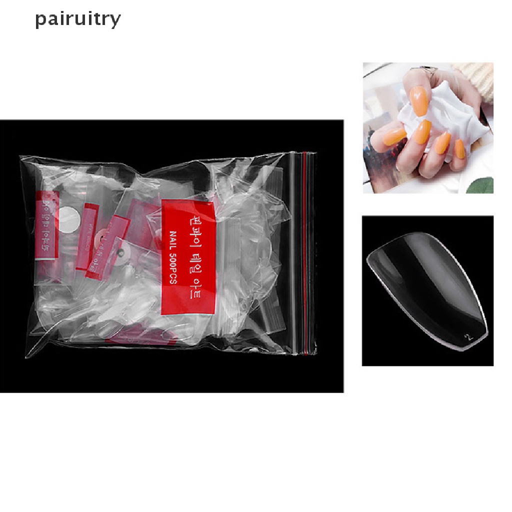 Prt 500pcs / Set Kuku Palsu Akrilik Gel UV Untuk Manicure / Nail Art DIY PRT