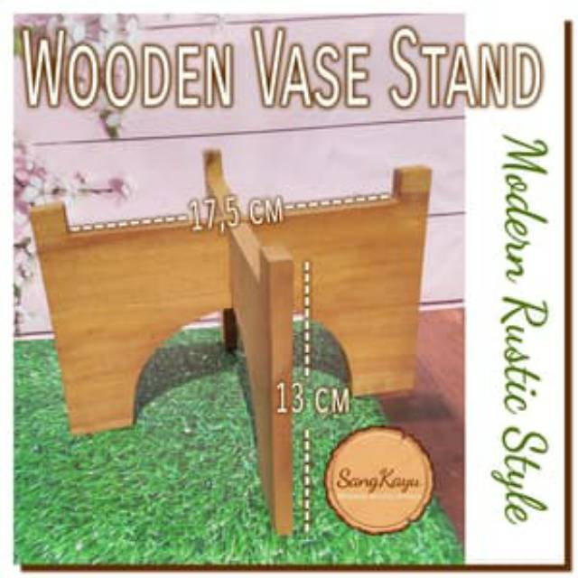 Wooden Vase stand 17,5 x 13 cm rak tempat pot bunga vas bunga kayu