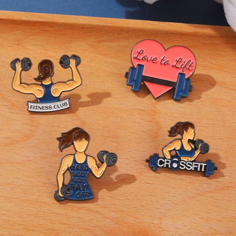 Bros Pin Enamel Desain Olahraga Bodybuilder 4 Gaya Untuk Hadiah