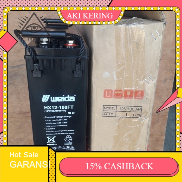 Jual Aki Kering Ups Battery weida 12v 100ah good plts solar cell Secon