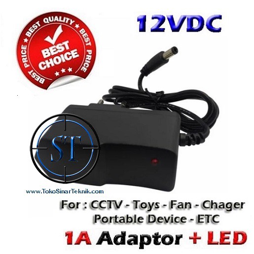 Adaptor Switching CCTV  Power Supply 1A 12VDC Plus KAbel jack DC Connector Cocok Led Strip Mini Drill Fan Dc 1000mA Modem Router