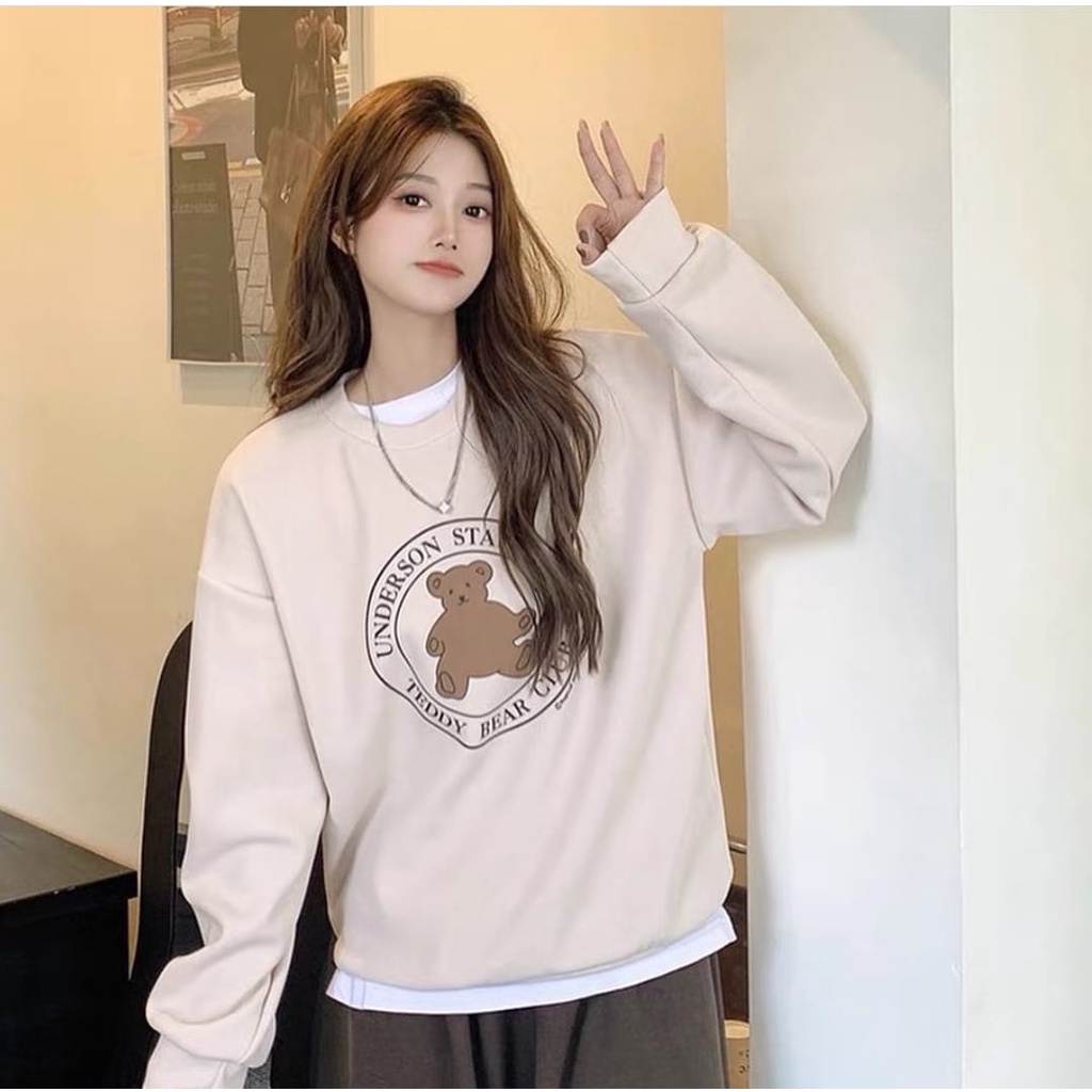 CREWNECK TEDDY BEAR CLUB SWEATER OVERSIZE - SWEATER WANITA OVERSIZE TERBARU