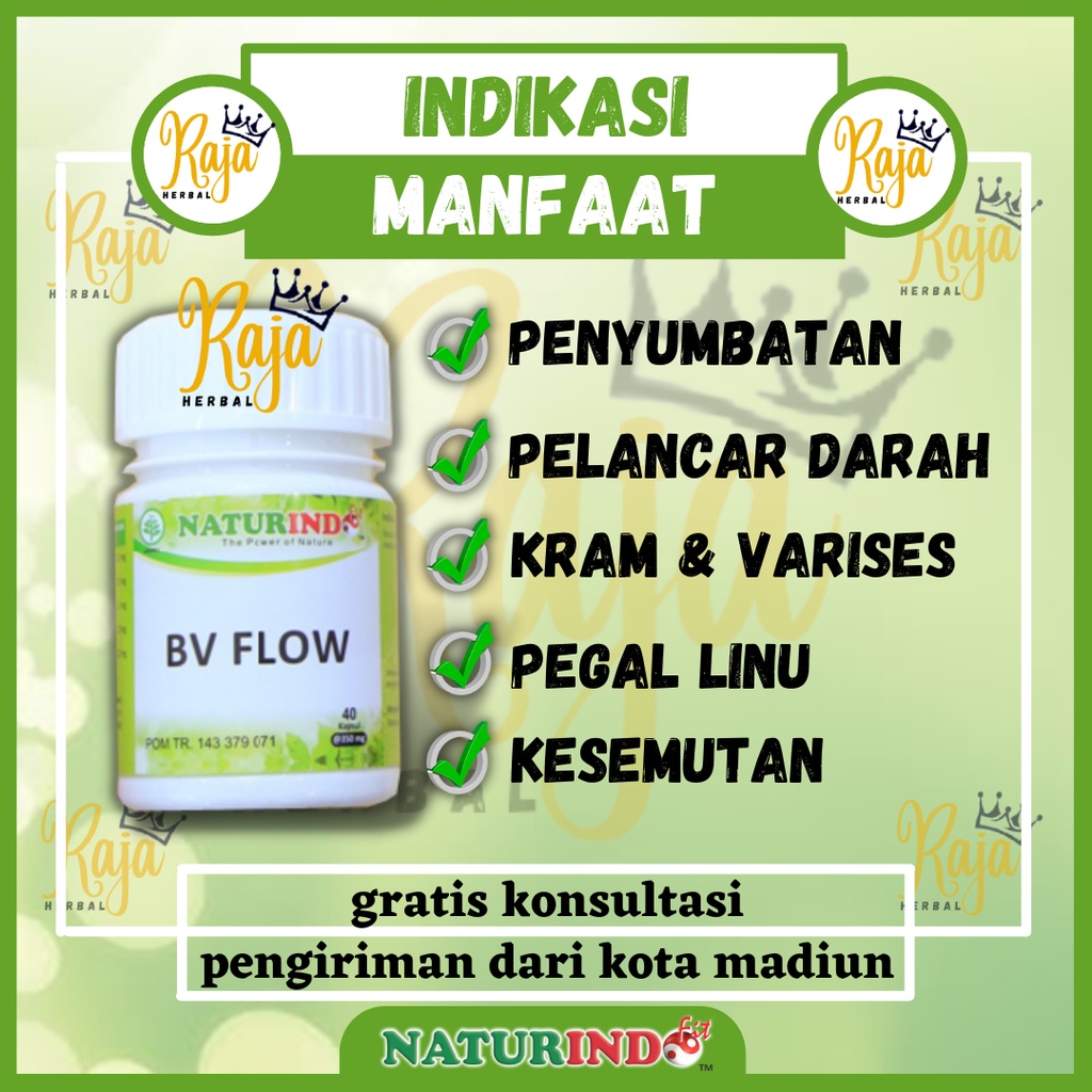BV FLOW OBAT HERBAL KRAM PEGAL LINU VARISES PENYUMBATAN PELANCAR PEREDARAN DARAH NATURINDO BPOM HALAL AMAN-1