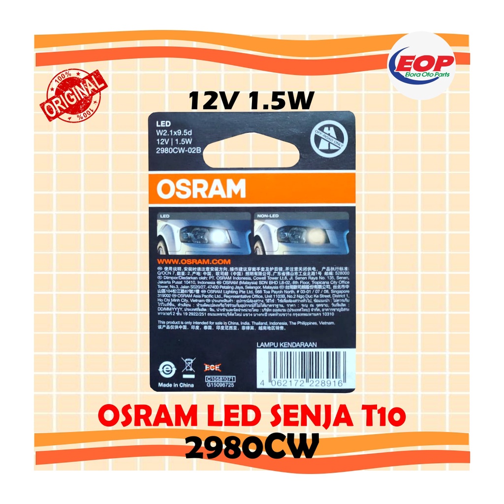 Bohlam OSRAM LED  T10  W5W 2980CW ORIGINAL